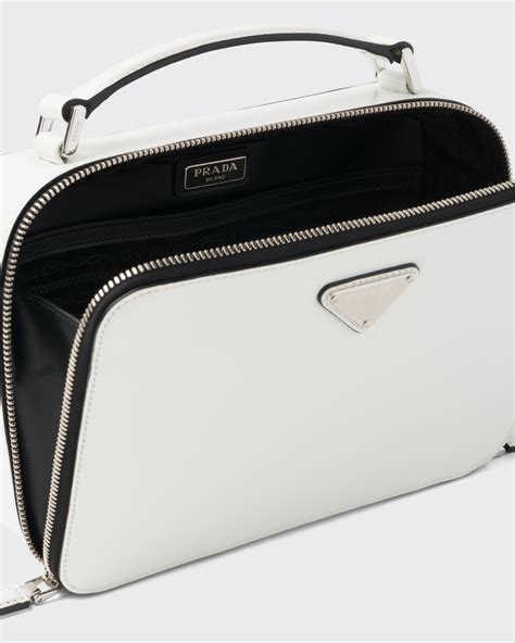 prada brique white|White Medium Prada Brique Brushed Leather Bag .